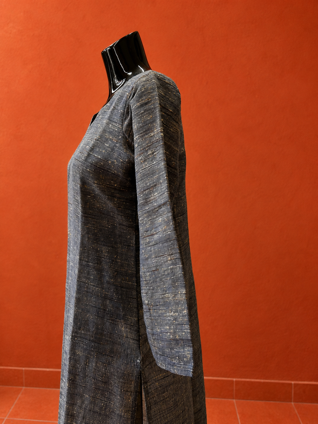 Grey Cotton Khadi Kurta