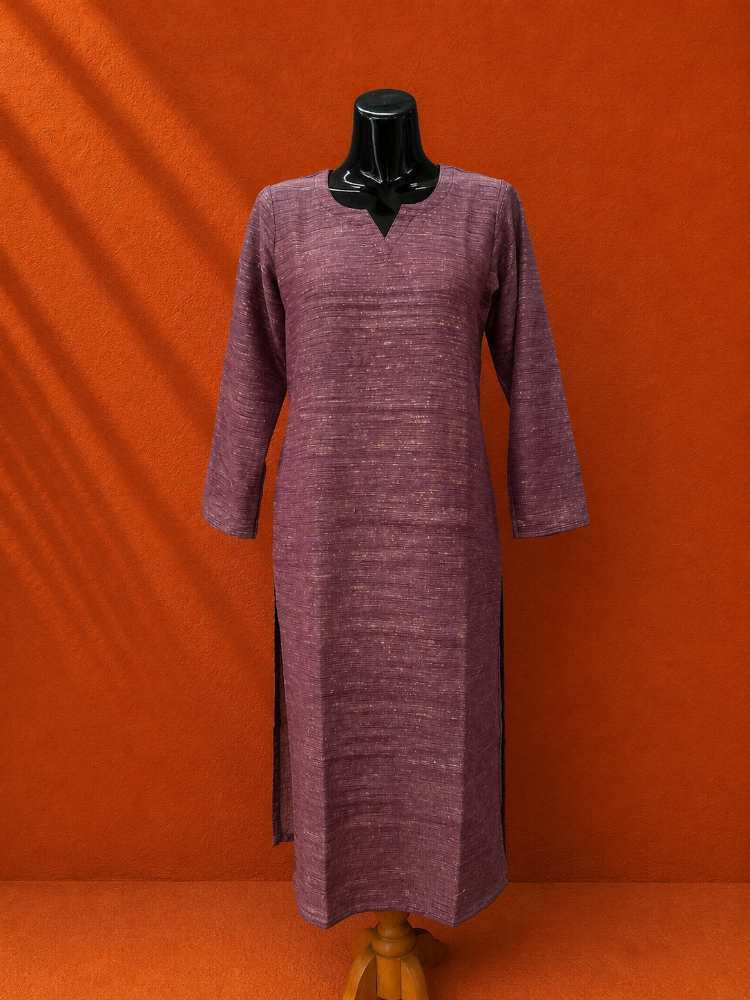 Mauve Khadi Cotton Kurta