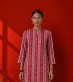 Red Cotton Printed Kurta Set