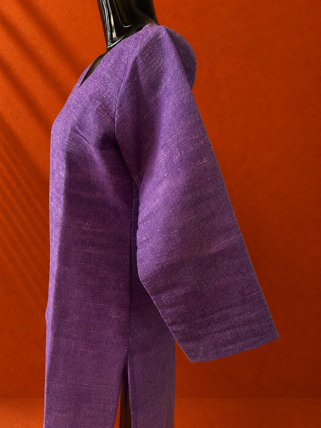 Purple Cotton Khadi Kurta