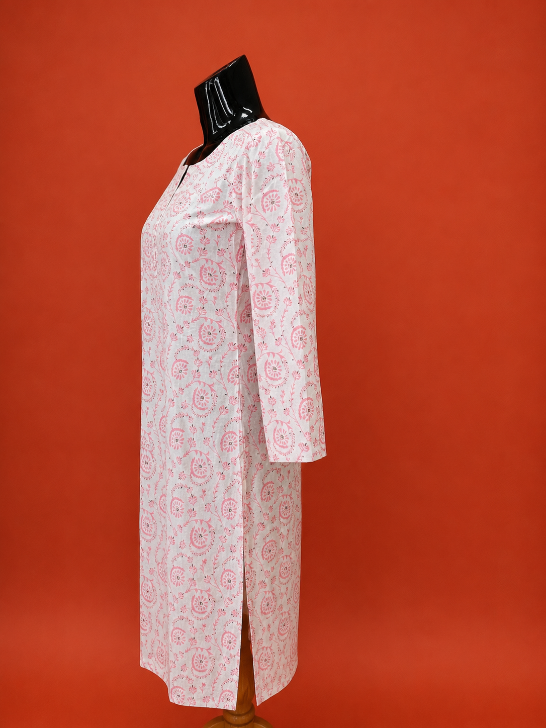 White Cotton Printed Kurta