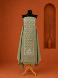 Green Chanderi Chikankari 2 Pc Dress Material