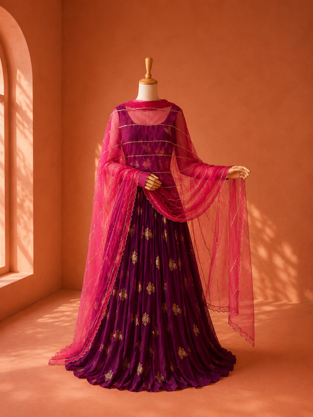 Purple Uppada Silk Lehanga