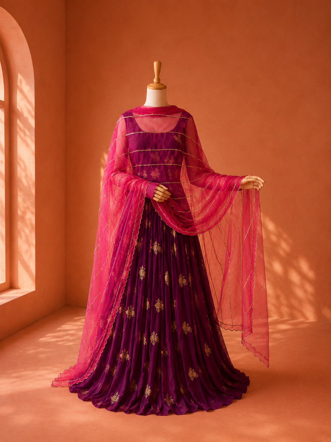 Purple Uppada Silk Lehanga