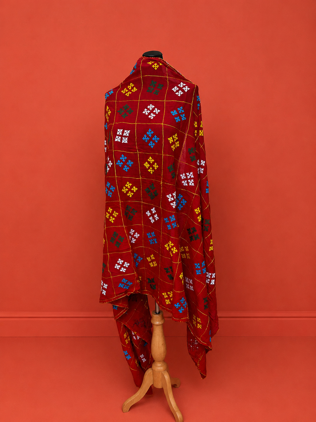 Orange Sindhi Embroidery Dupatta