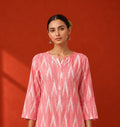 Pink Cotton Ikat Kurta Set