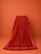 Red Kota Doria Embroidered 2 Pc Dress Material