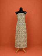 Yellow Kota Doria Block Print 2 Pc Dress Material