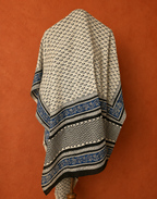 Beige & Indigo Bagru Hand Block Print Cotton Dupatta