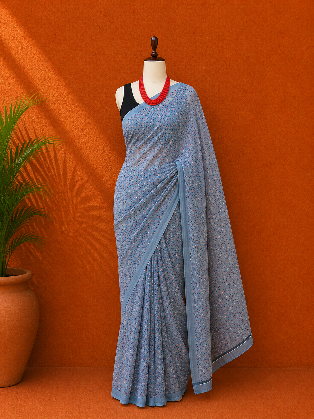 Grey Printed Georgette Sari