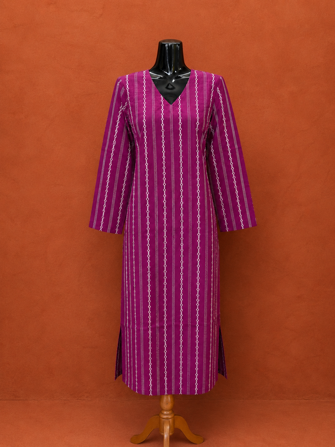 Purple Cotton Khadi Kurta