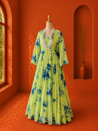 Green Georgette Shibori Dress