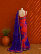 Blue Kota Doria Shibori Sari