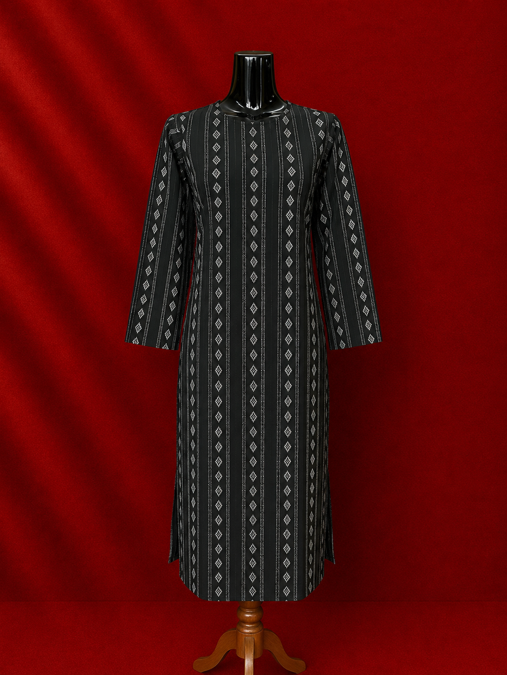 Black Cotton Khadi Kurta