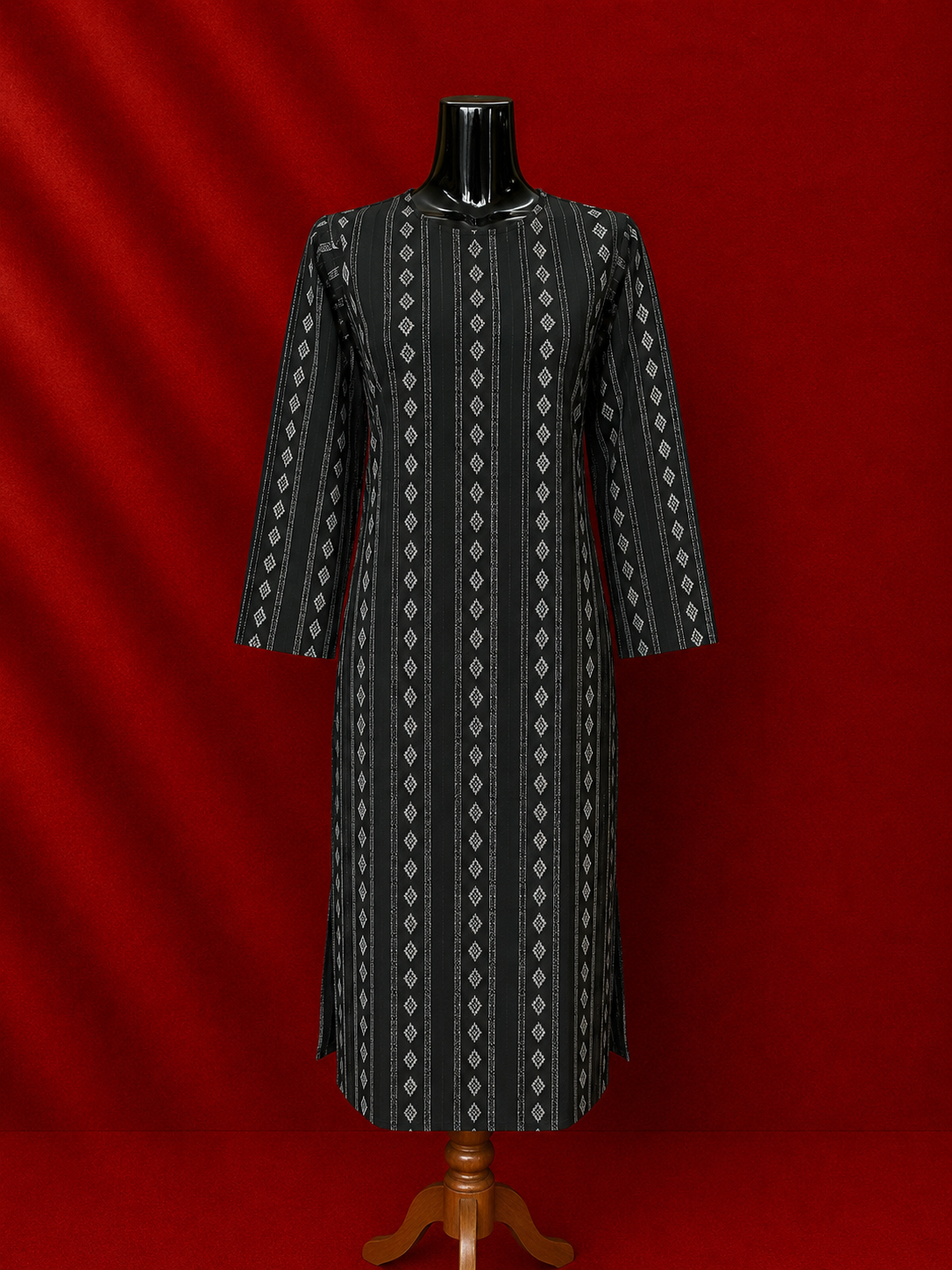 Black Cotton Khadi Kurta