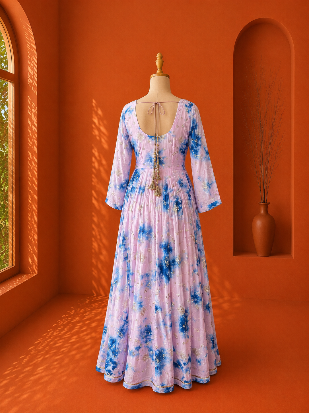 Navy Blue Georgette Shibori Dress