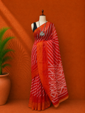 Red Chanderi Printed Sari