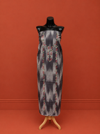 Grey Ikat Embroidered 3 Pc Dress Material