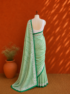 Green  Lehriya Georgette Sari