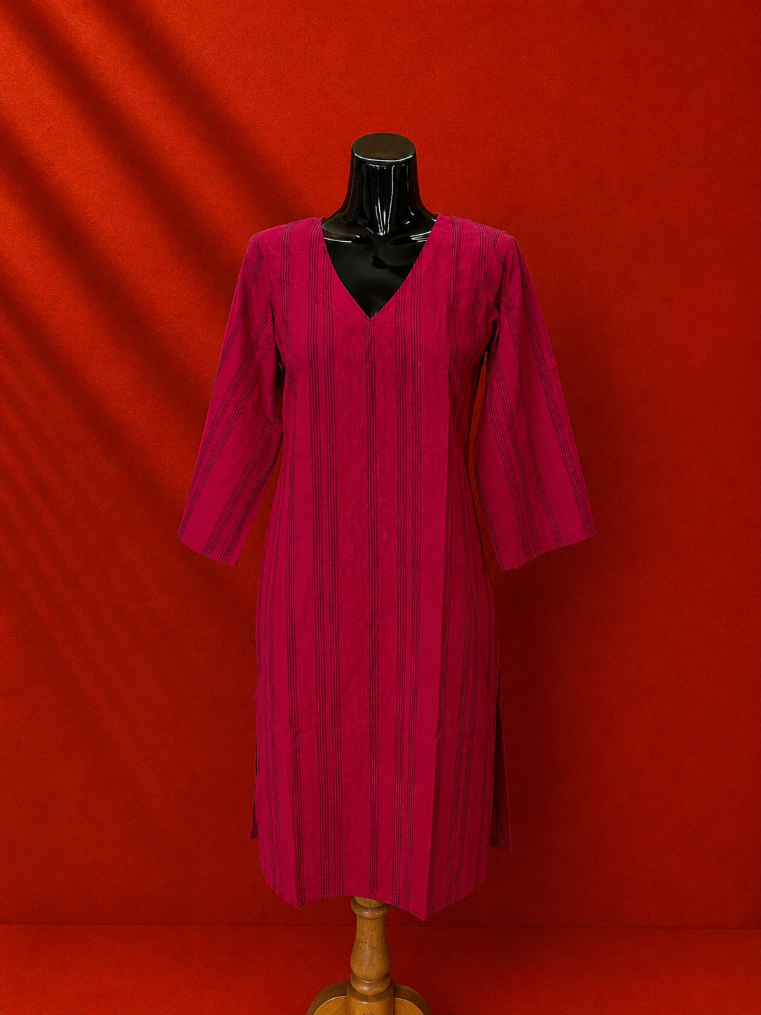 Red Cotton Khadi Kurta