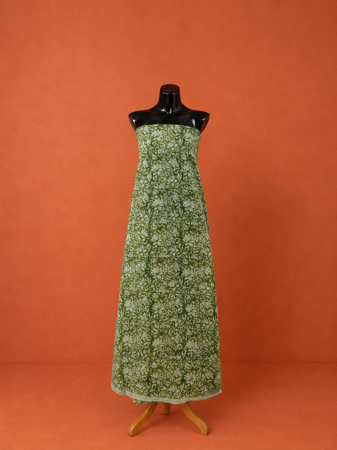 Green Kota Doria Block Print 2Pc Dress Material