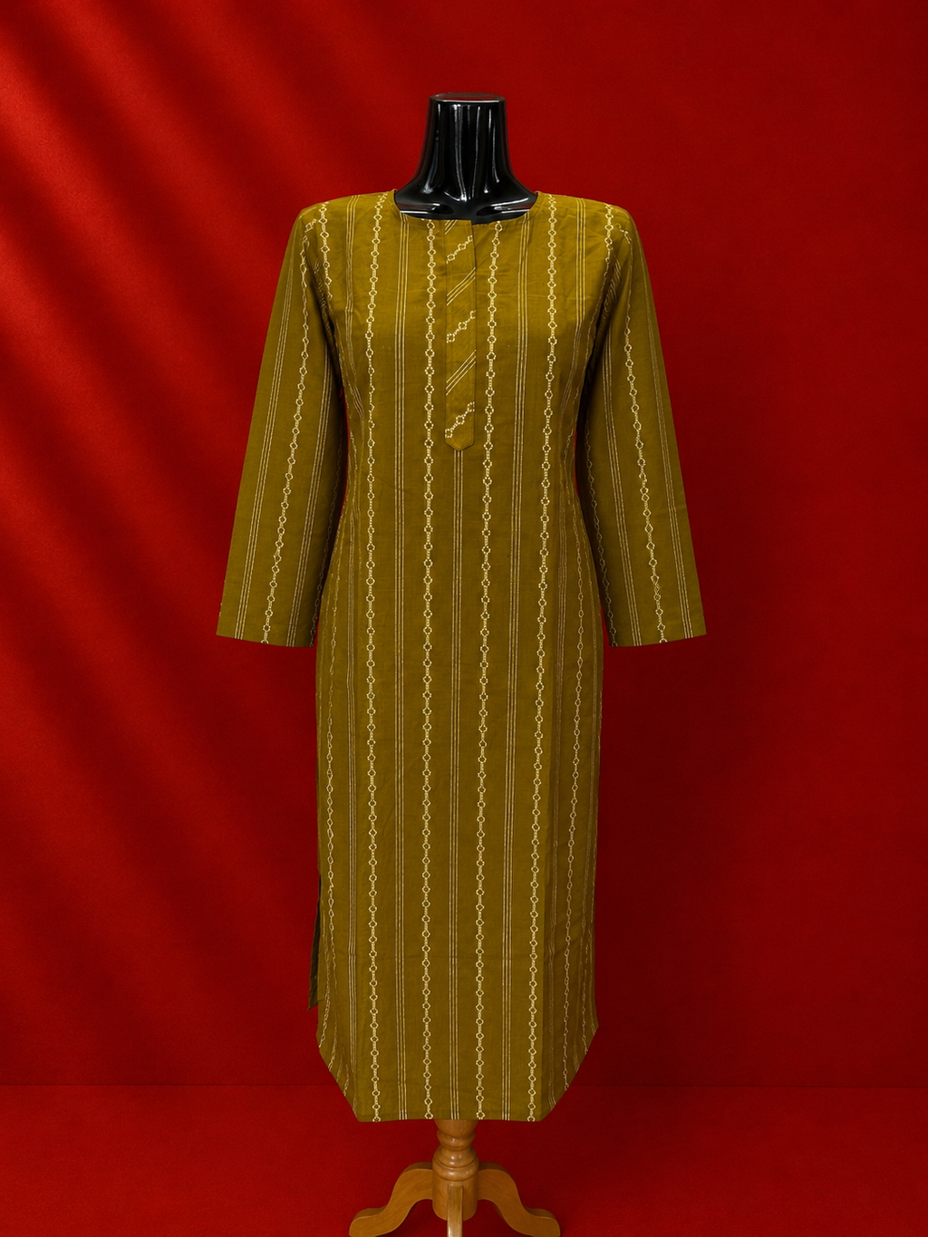 Olive Cotton Khadi Kurta