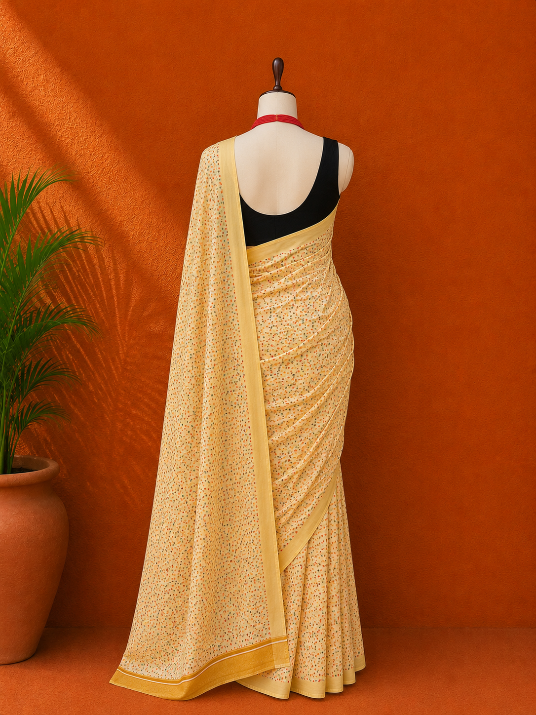 Yellow Printed  Georgette Sari