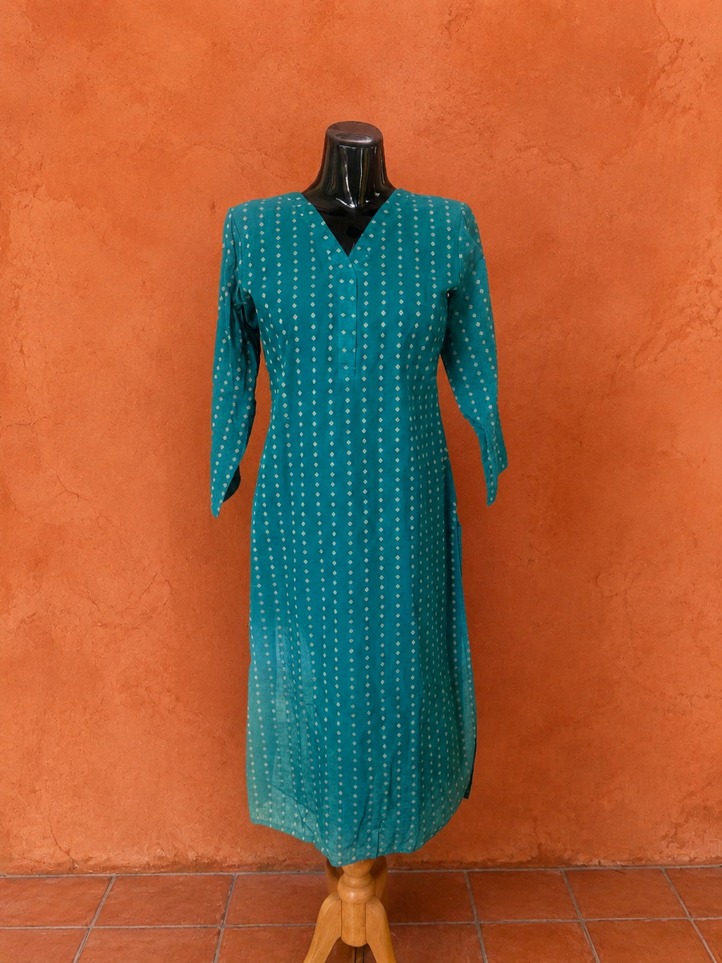 Peacock Blue Cotton Khadi Kurta