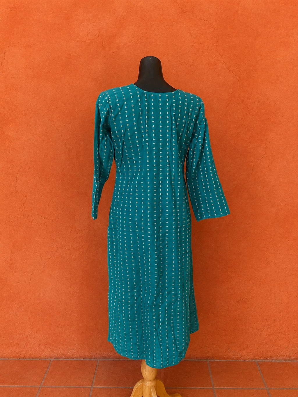 Peacock Blue Cotton Khadi Kurta