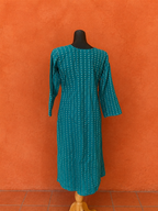 Peacock Blue Cotton Khadi Kurta
