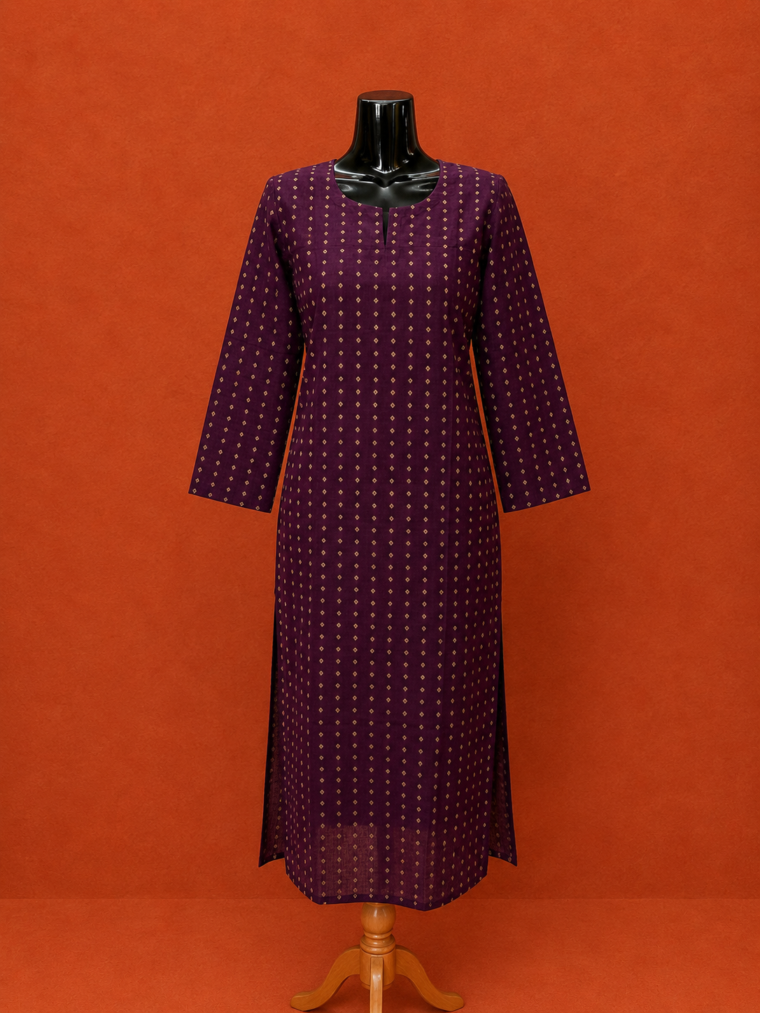 Purple Cotton Khadi Kurta