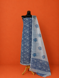 Grey Kota Doria Block Print 2 Pc Dress Material