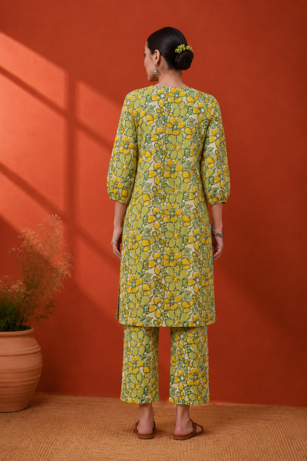 Green Cotton Kurta Set