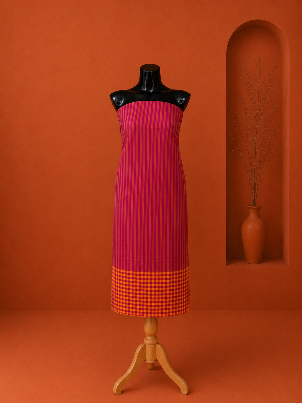 Pink South Cotton Embroidered 3 Pc Dress Material