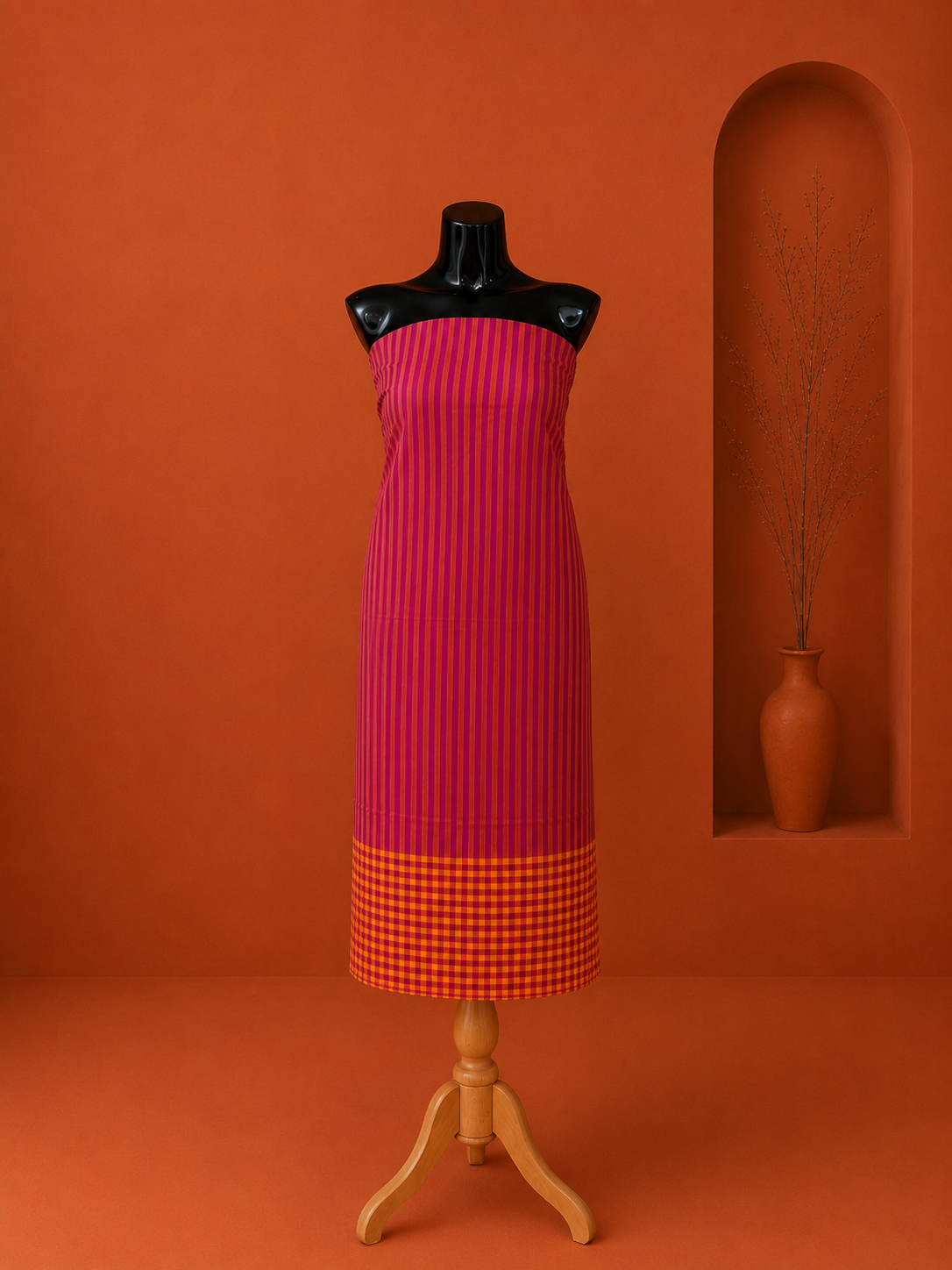 Pink South Cotton Embroidered 3 Pc Dress Material