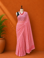 Pink Printed Georgette Sari