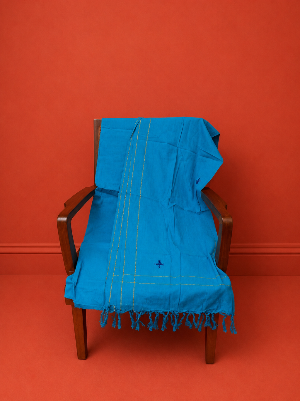 Blue South Cotton Embroidered 3 Pc Dress Material