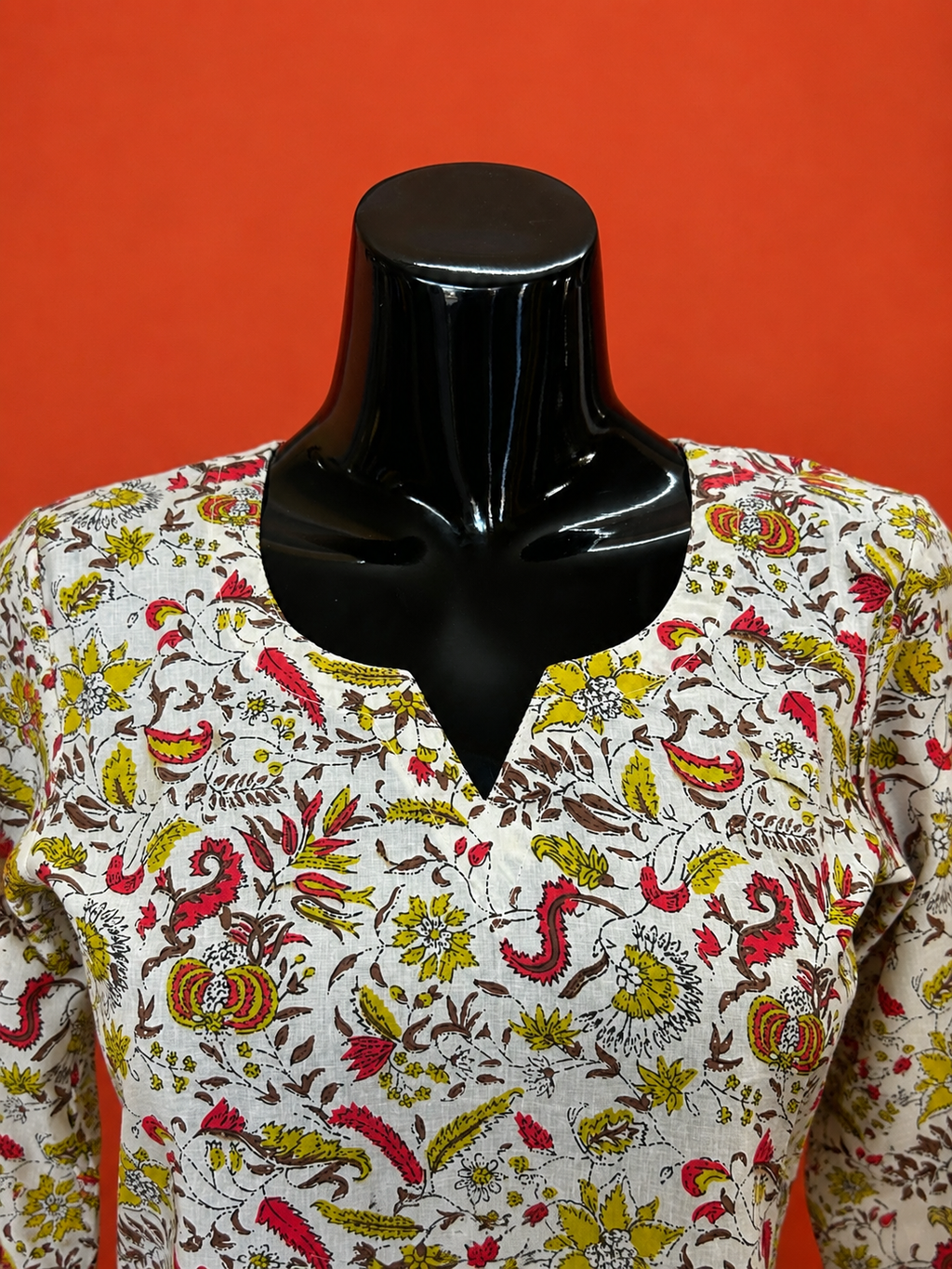 White Cotton Printed Kurta