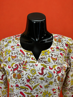 White Cotton Printed Kurta