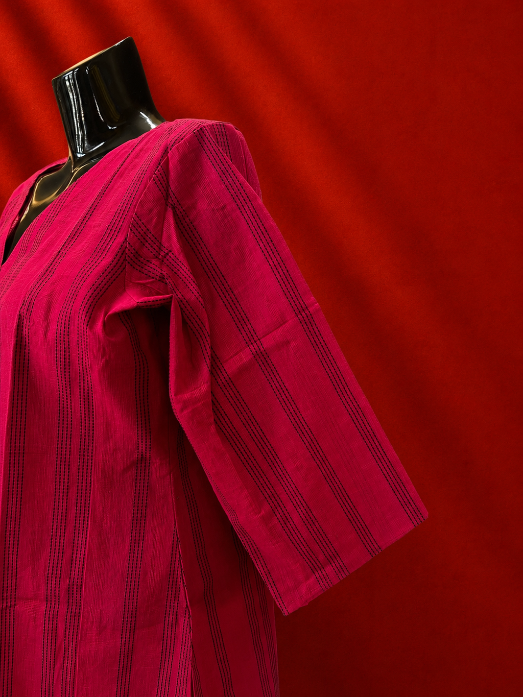 Red Cotton Khadi Kurta