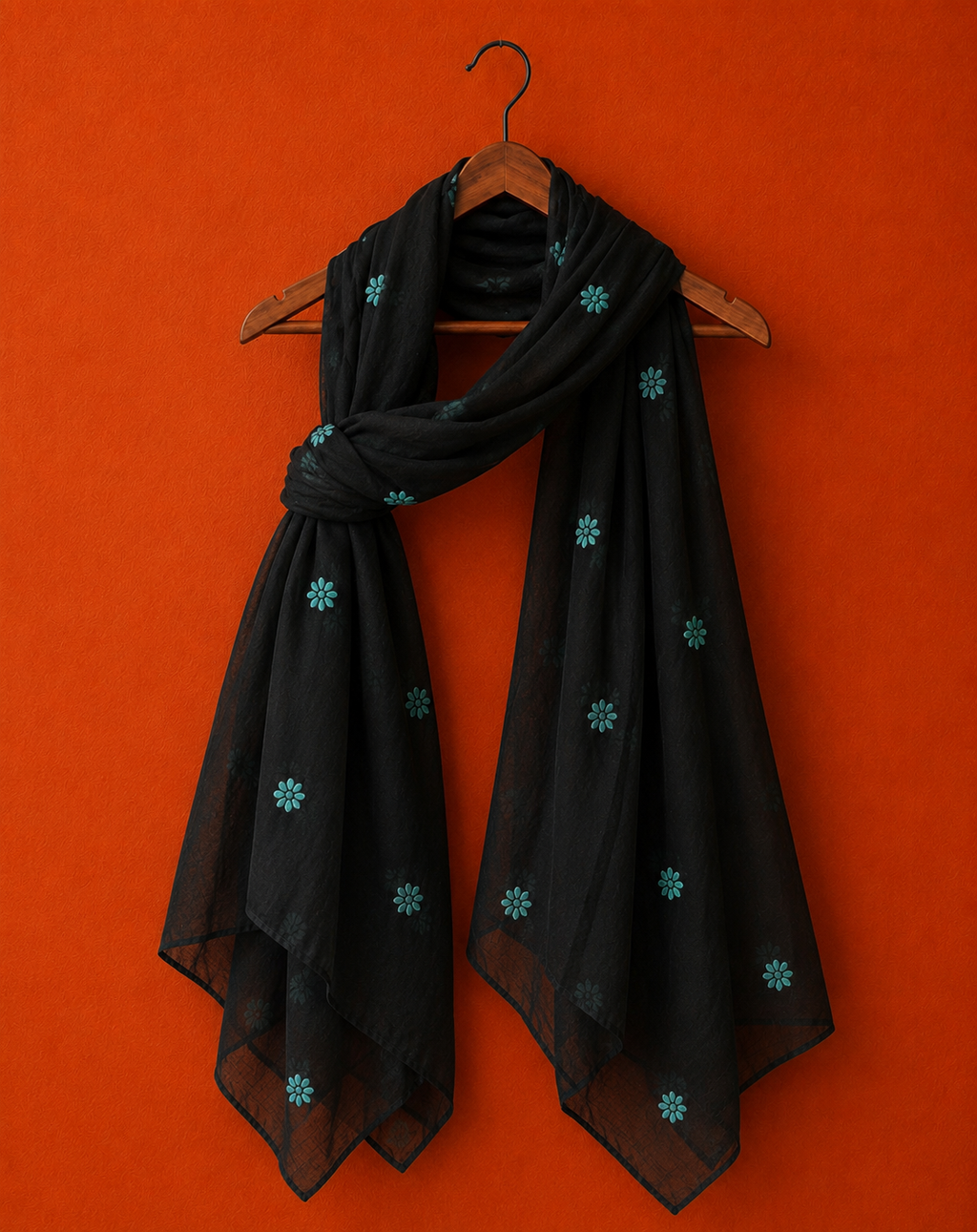 Black Cotton Chikankari Dupatta