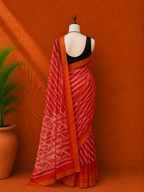 Red Chanderi Printed Sari