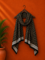 Black Cotton Block Print Stole