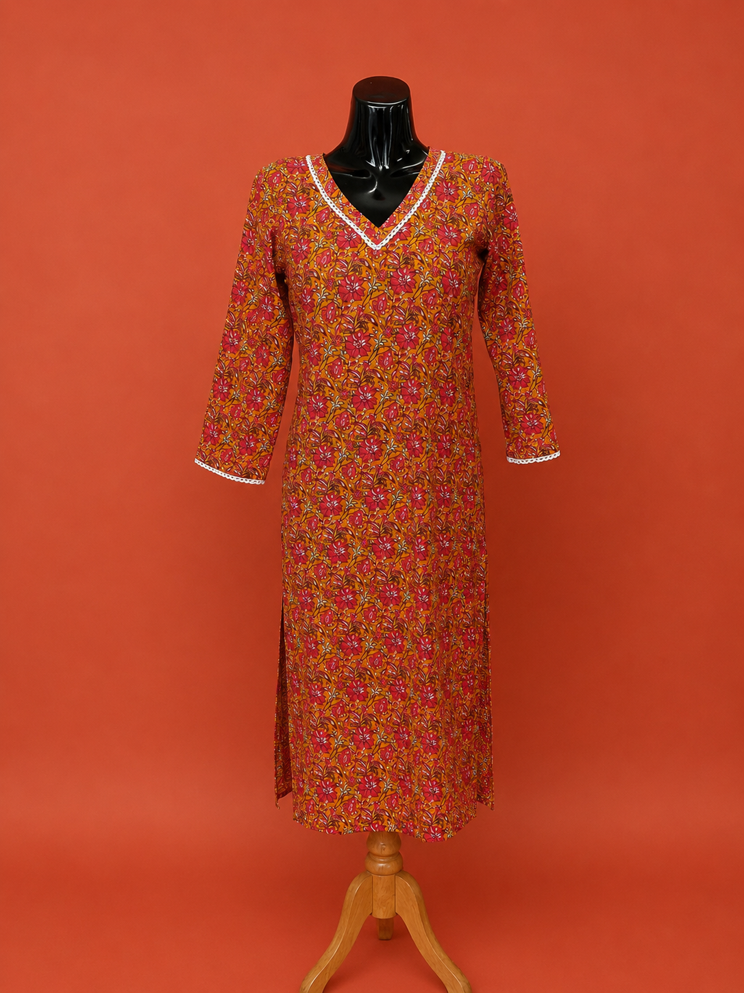 Yellow Cotton Printed Kurta