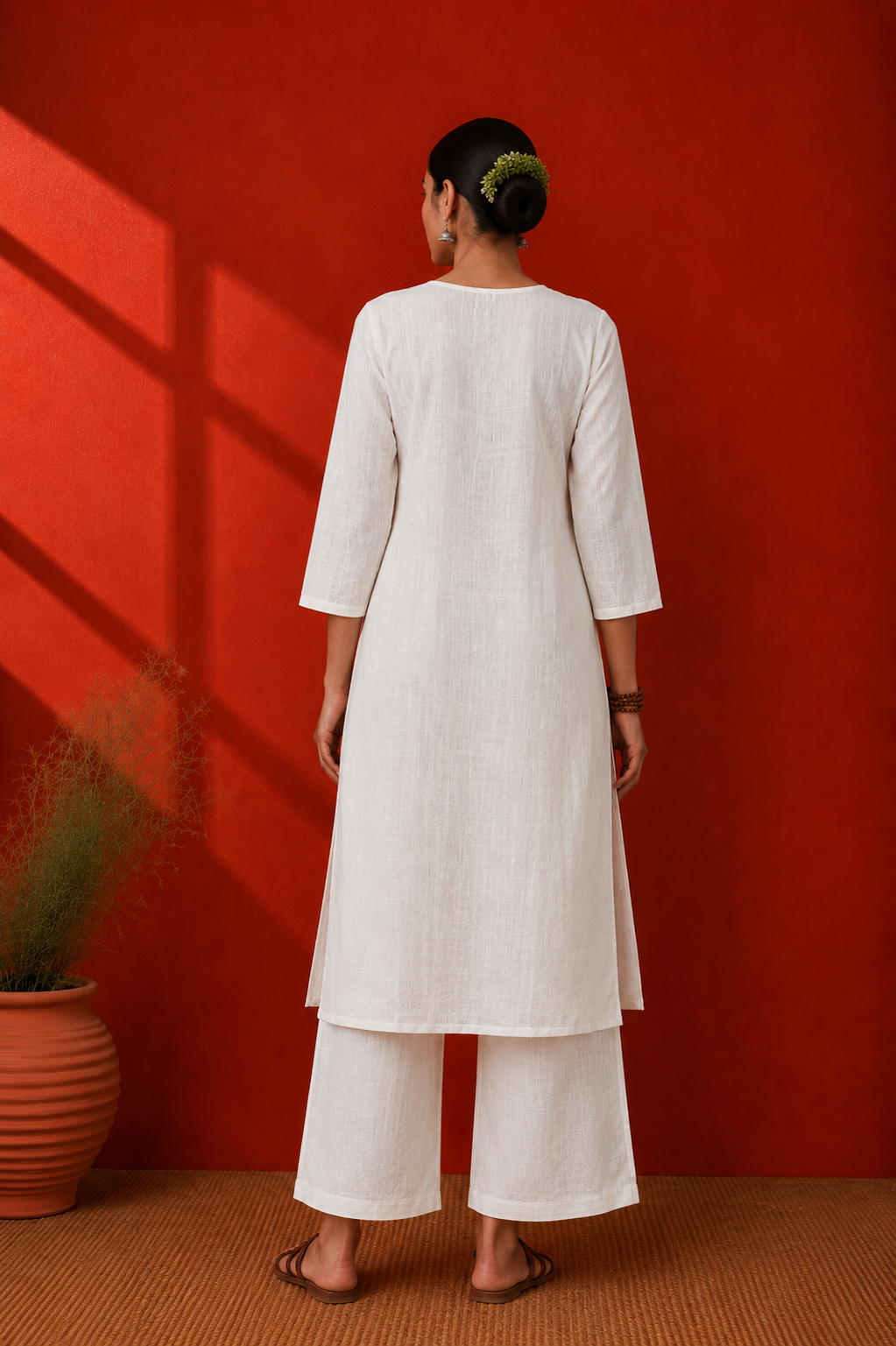 White Cotton Kurta Set