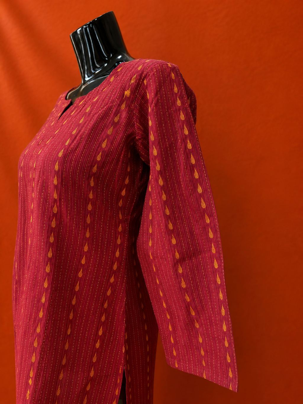 Red Cotton Khadi Kurta