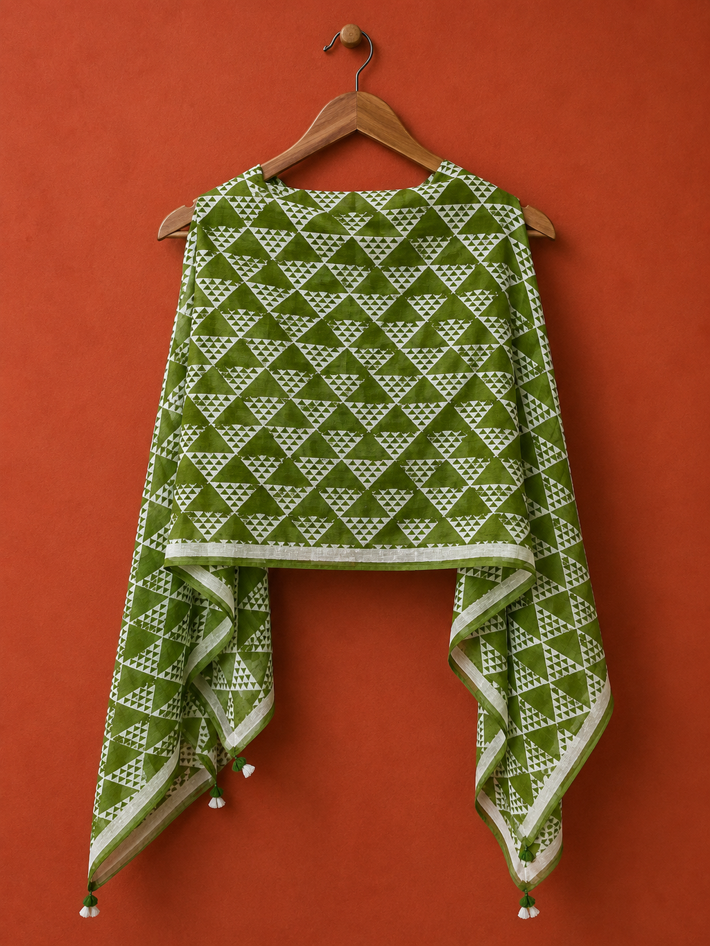 Green Dabu Print Stole