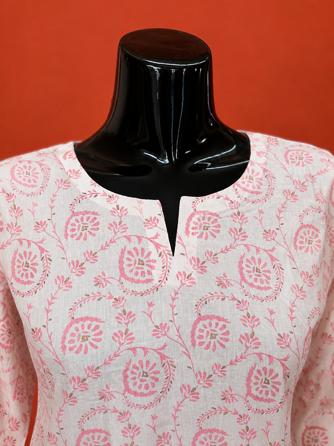 White Cotton Printed Kurta