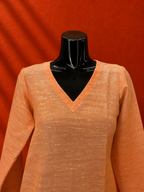 Orange Cotton Khadi Kurta