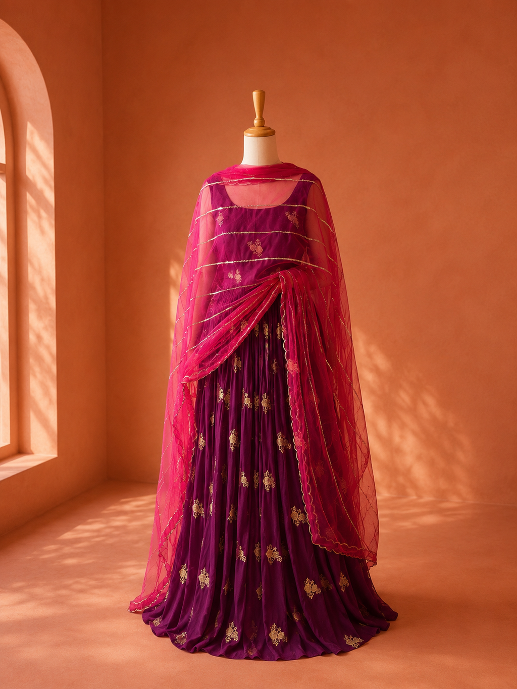 Purple Uppada Silk Lehanga
